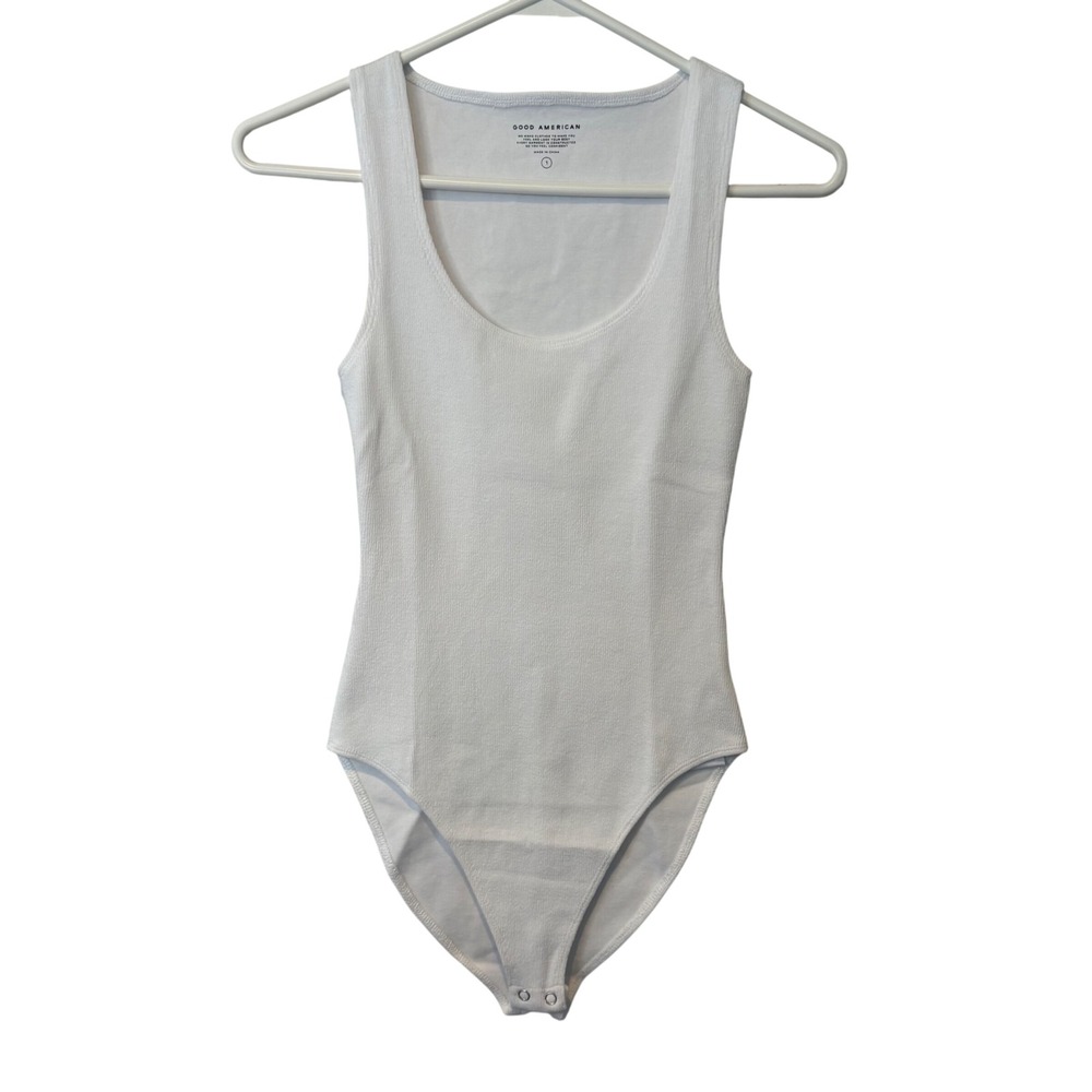 Good American The‎ Feel Good BODYSUIT MICRO RIB COTTON GB0224 White001 Size 0/XS